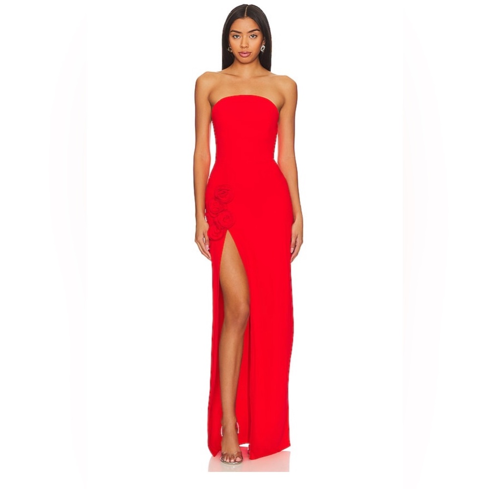 X REVOLVE Wolfe Gown in Crimson Amanda Uprichard